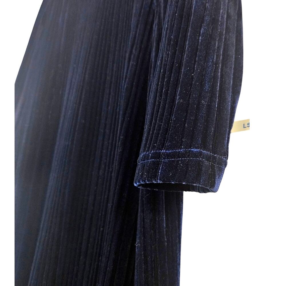 Avon Vintage 90s Navy Blue Ribbed Velvet Dress Witchy Goth Whimsigoth Minimalist - Picture 7 of 7